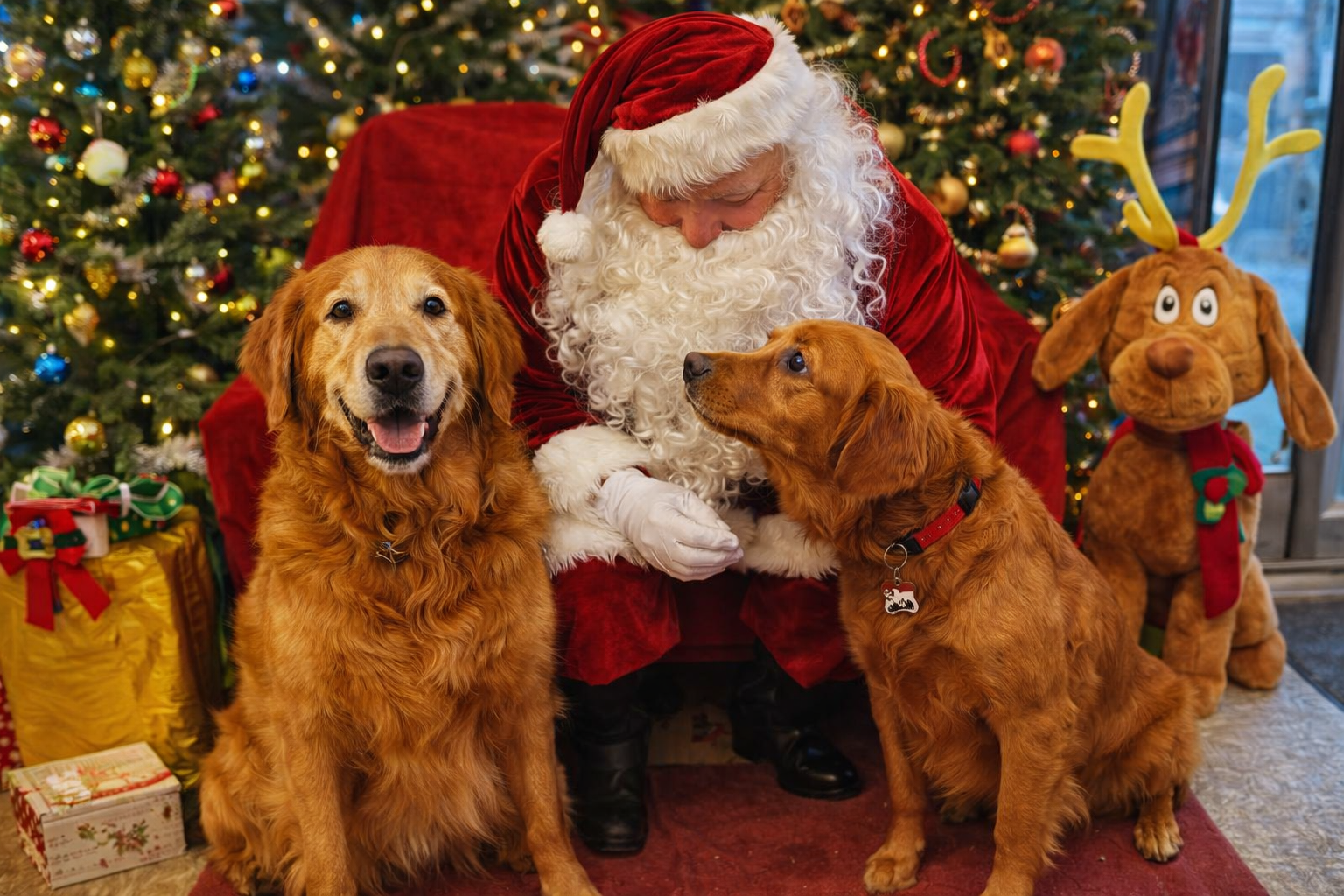 Willie & Liberty Meet Santa (2025): A Veteran Golden, a Rookie Pup, and a Very Patient Man in Red