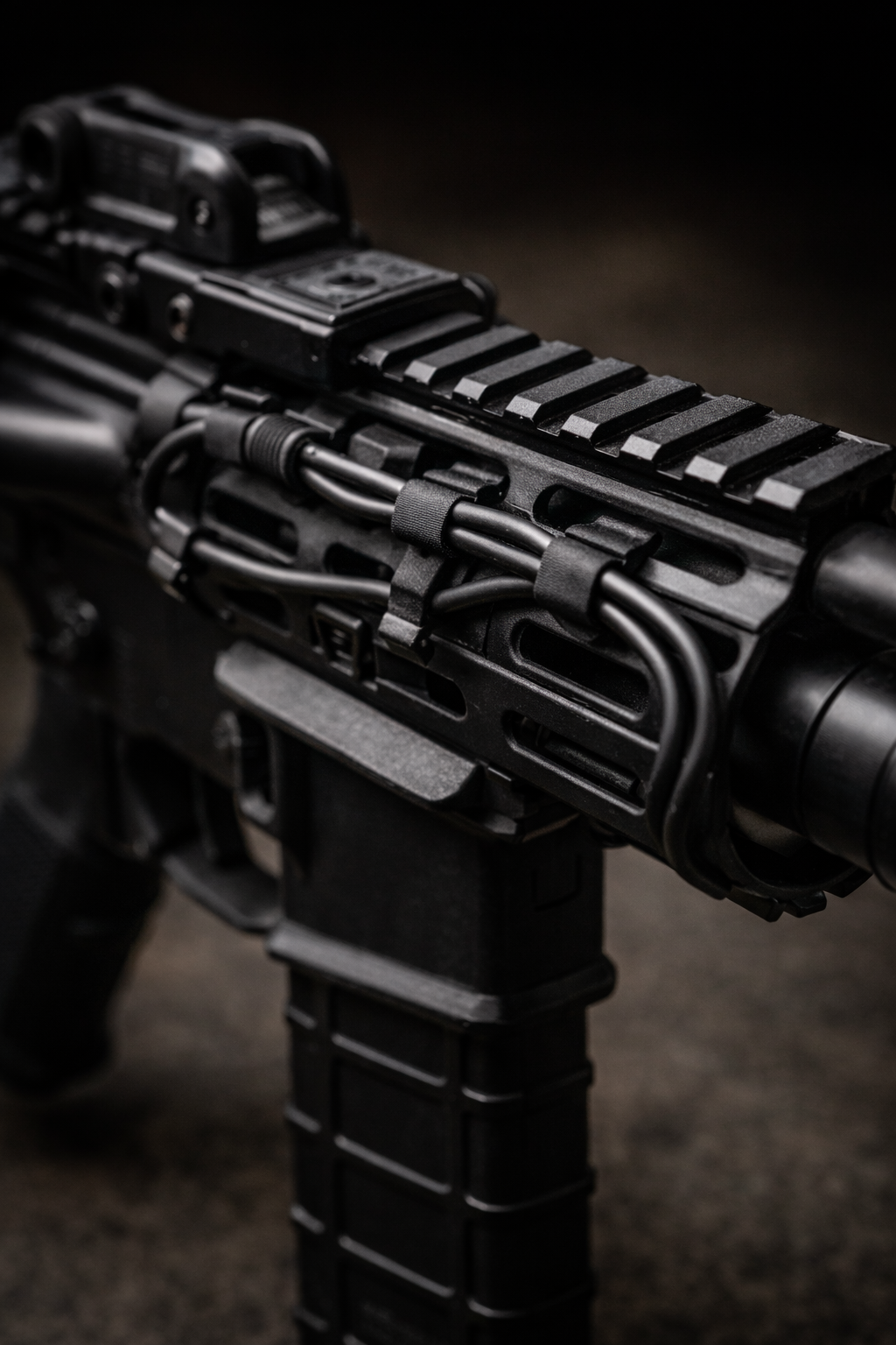 AR-15 flashlight mount cable management for pressure switch