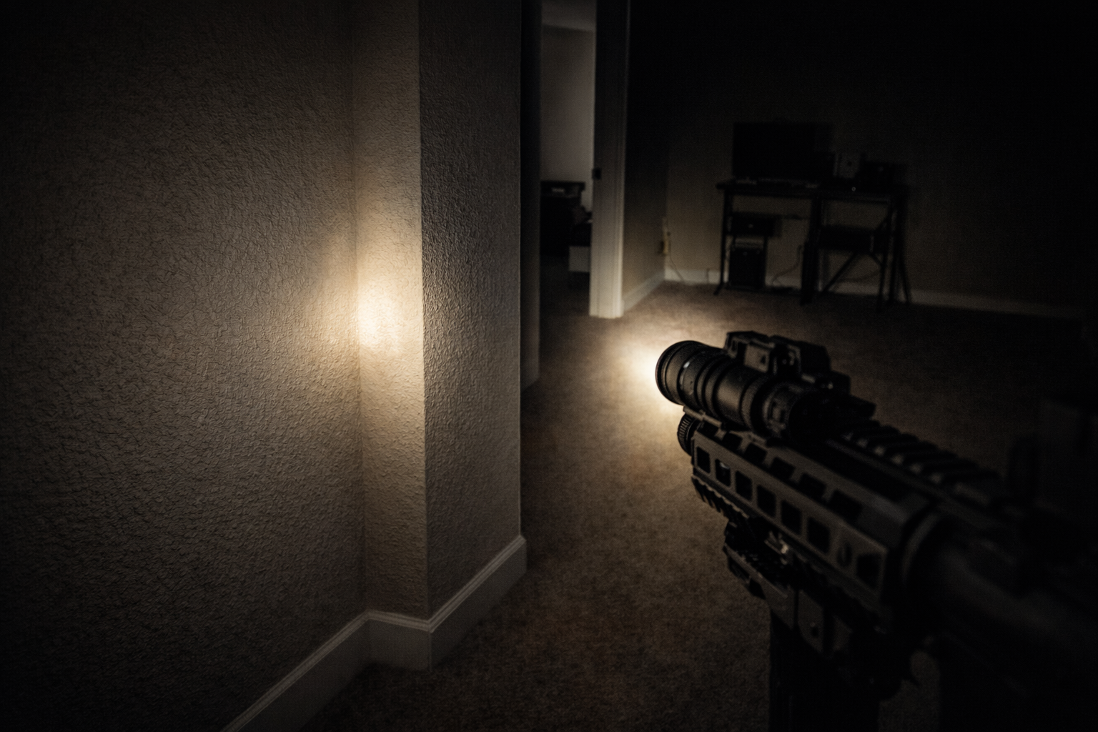 InForce WML Gen 3 beam at a corner showing hotspot and spill into the next room