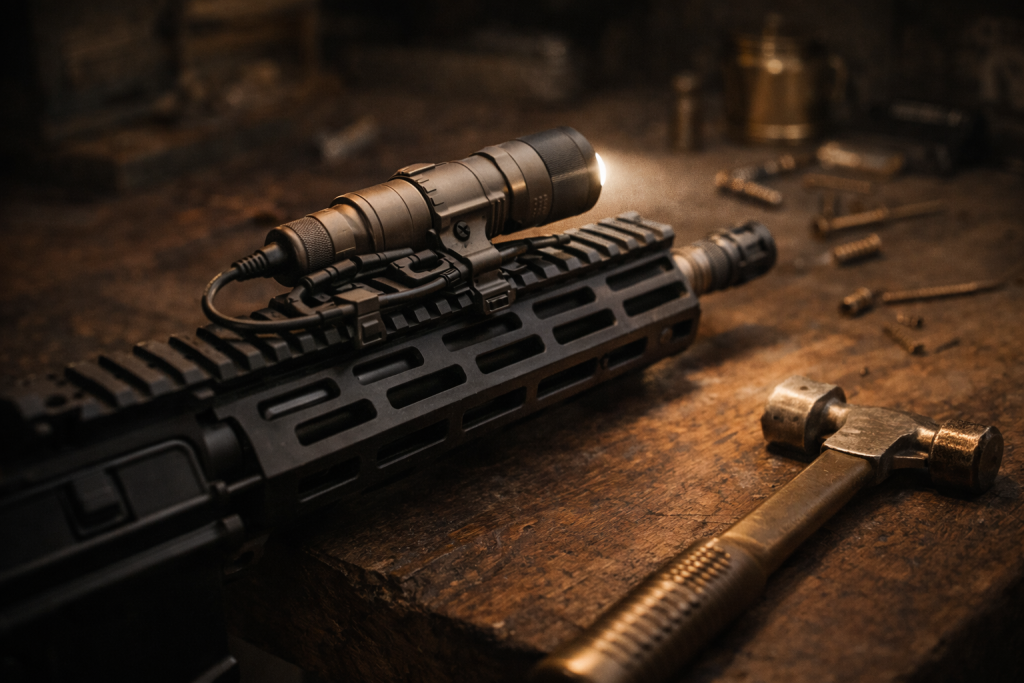 SureFire M640U Scout Light Pro mounted on AR-15 in low light