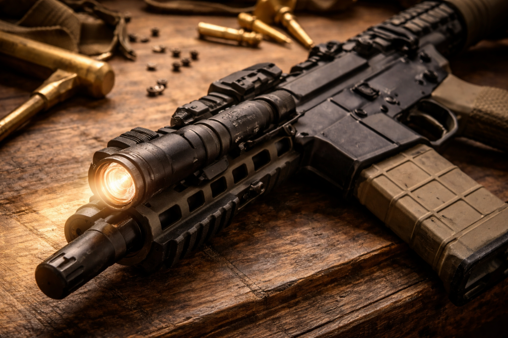SureFire Mini Scout mounted on AR-15 in low light