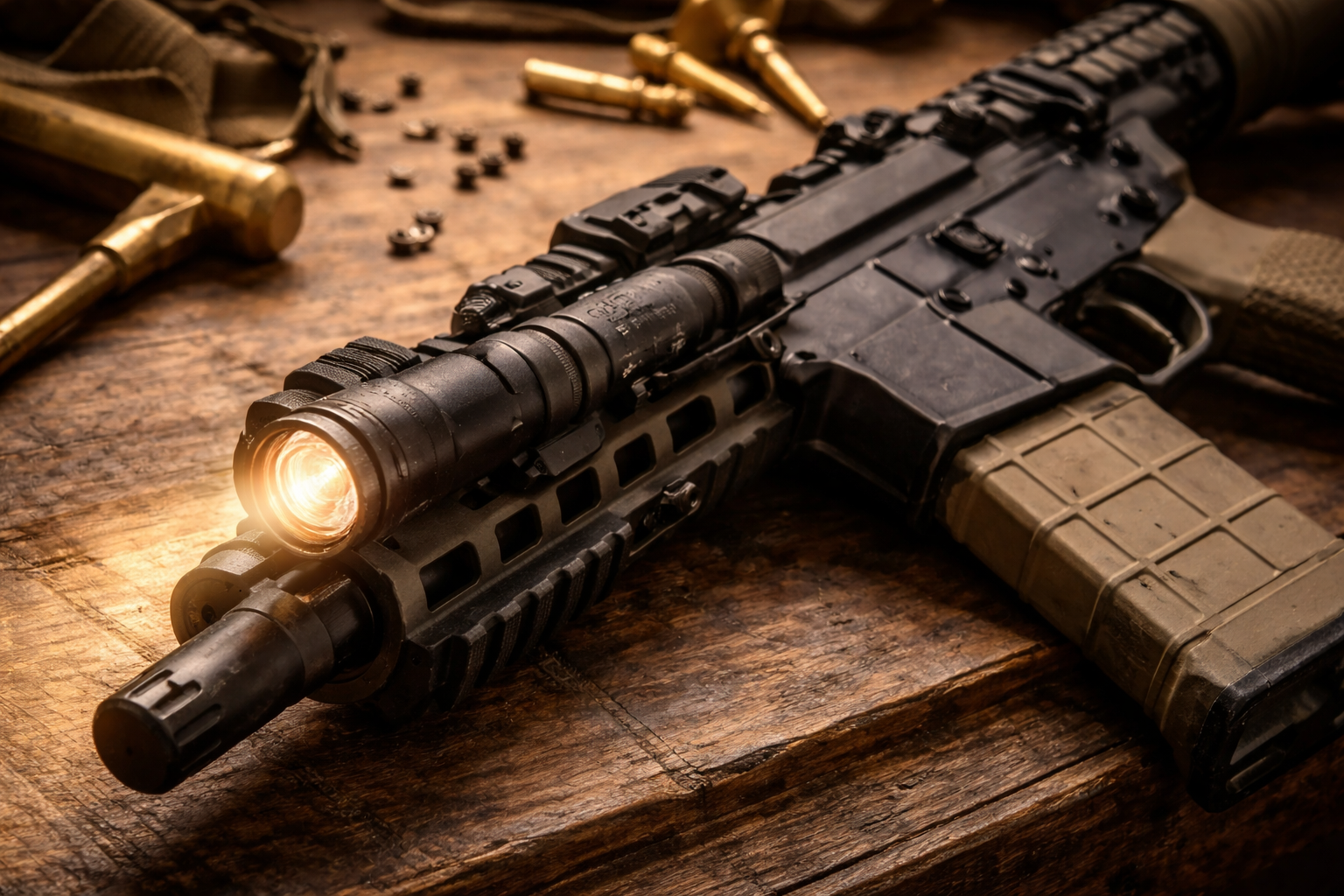 SureFire Mini Scout mounted on AR-15 in low light