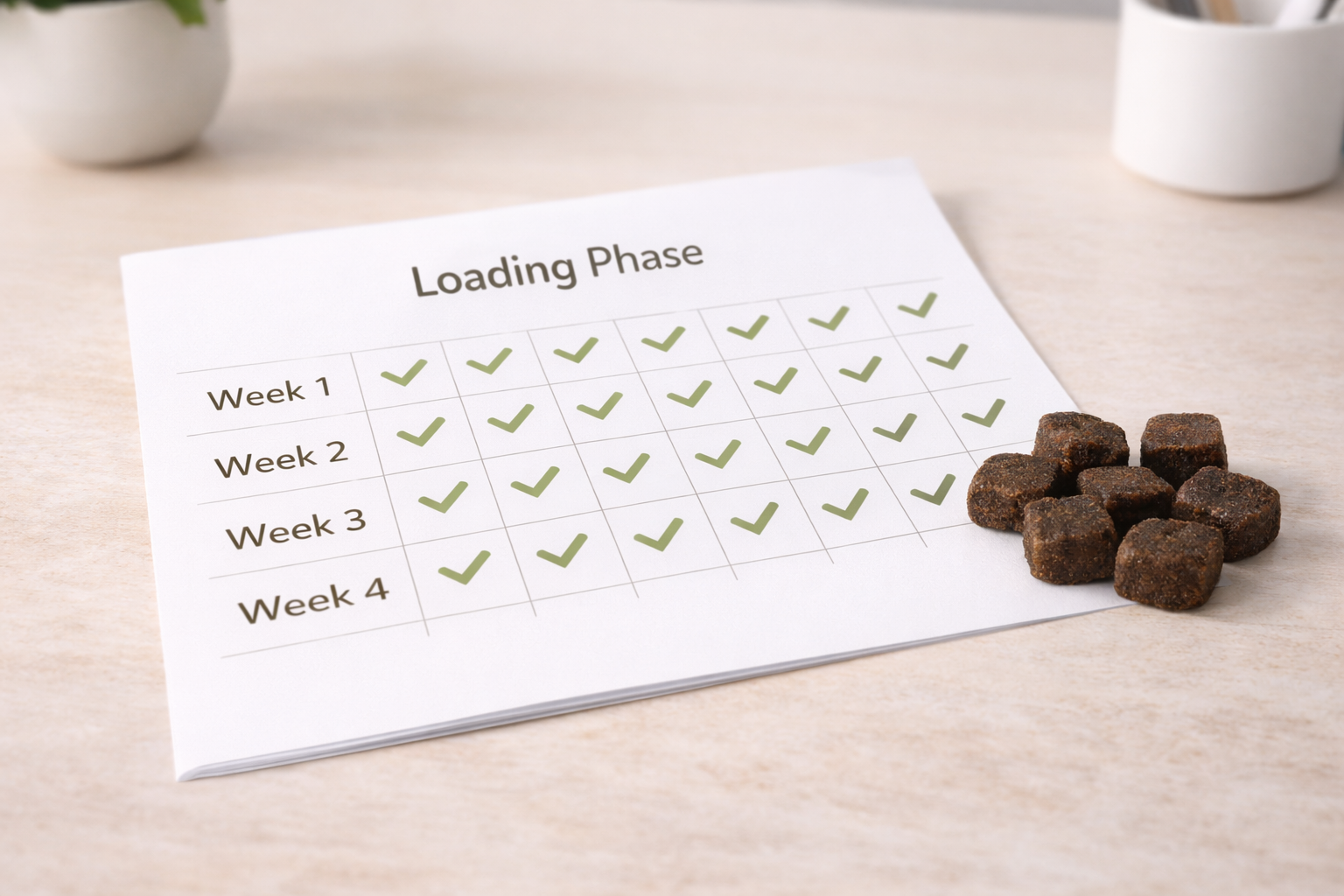 3-week loading phase schedule for joint supplement chews
