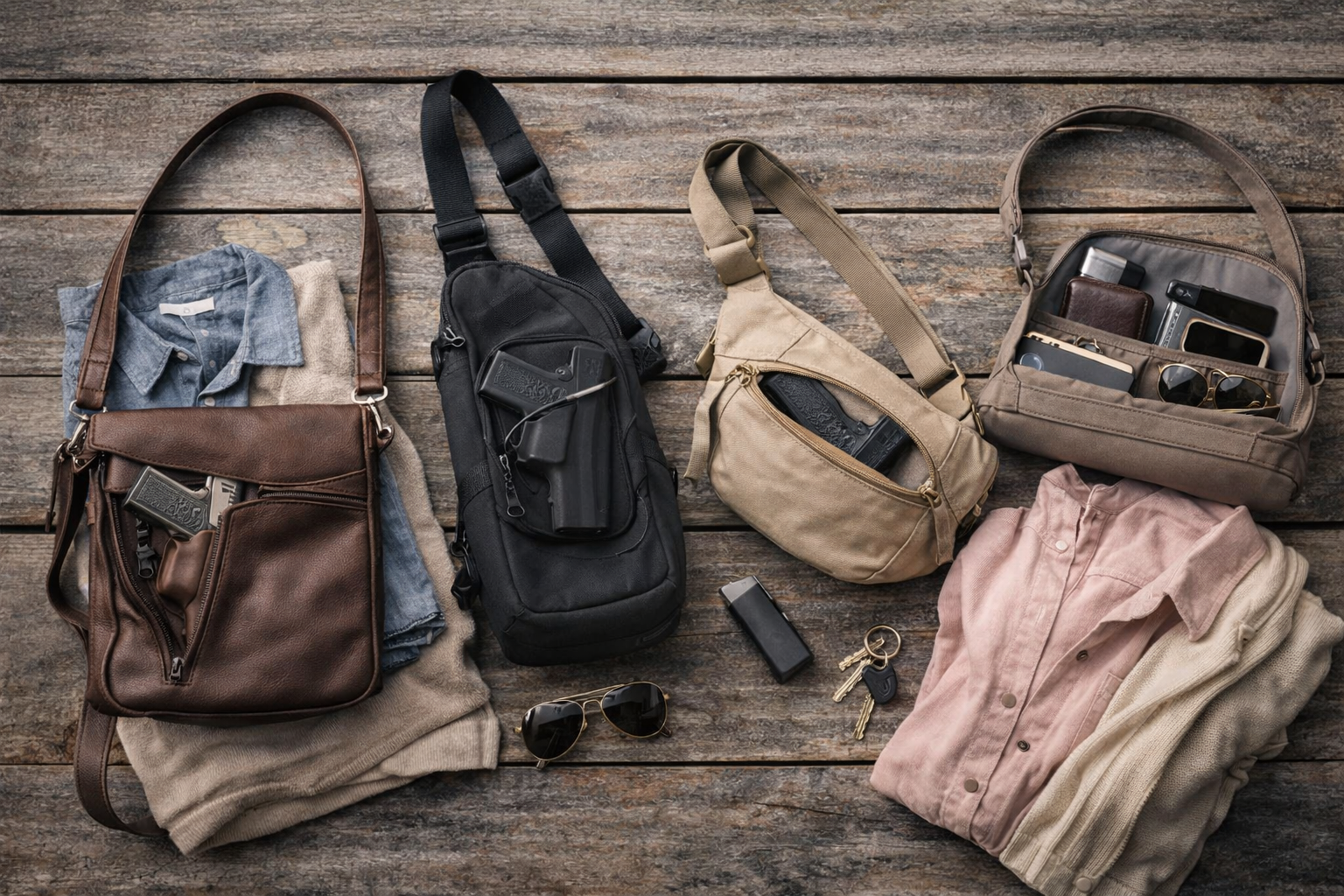 women’s spring concealed carry bags with crossbody sling fanny pack and organized purse setup