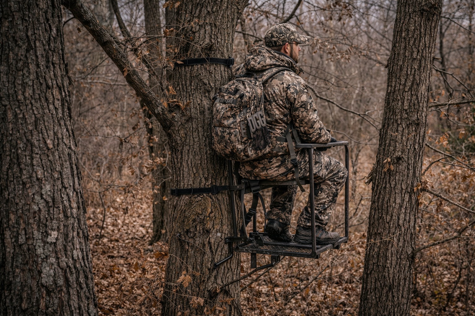best camo pattern for Midwest hunting in hardwood tree stand cover