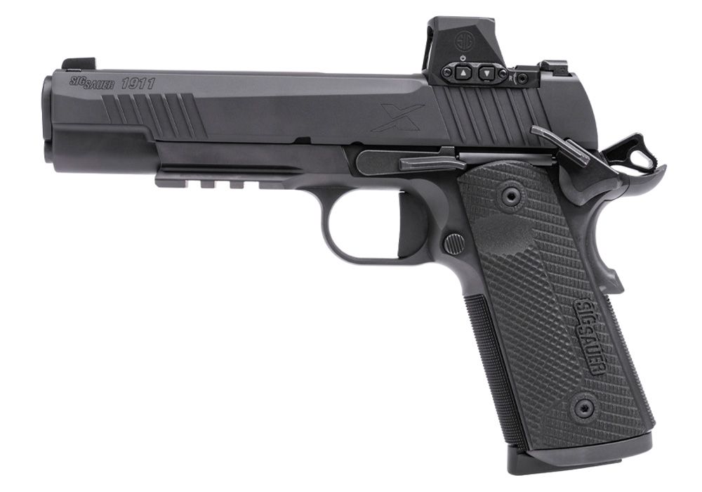 Close-up of ROMEO-X Compact red dot on the SIG 1911-X